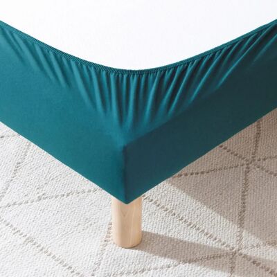Terre de Nuit - Cache-sommier coton jersey - Bleu canard - Bed base cover - Publicité Terre de Nuit - Cache-sommier coton jersey - Bleu canard - Bed base cover - Publicité