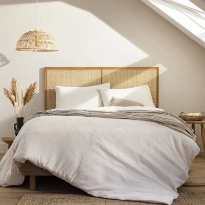 Tête de lit en bois naturel et rotin Terre de Nuit - Publicité Tête de lit en bois naturel et rotin Terre de Nuit - Publicité
