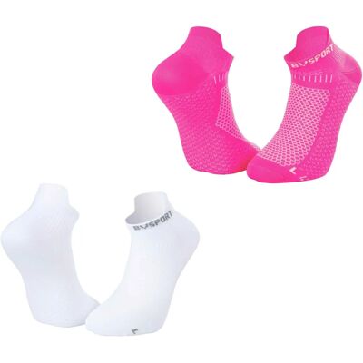 BV Sport Light 3D Ultra Court Chaussettes de course - Blanc/Pink - Publicité BV Sport Light 3D Ultra Court Chaussettes de course - Blanc/Pink - Publicité