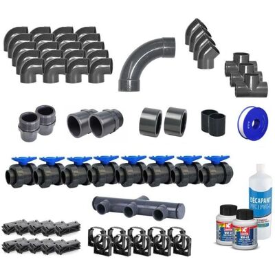 Kit de raccords piscine APF - raccords PVC 63mm - Type de piscine - Publicité Kit de raccords piscine APF - raccords PVC 63mm - Type de piscine - Publicité