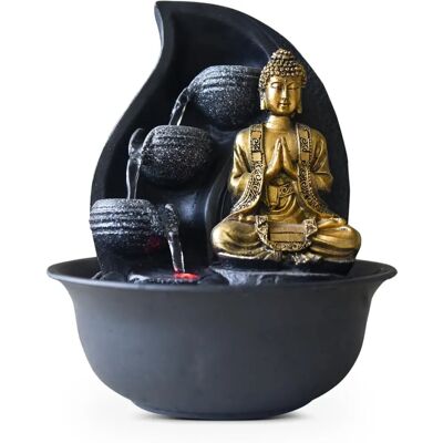 Fontaine d’intérieur Zen Light avec Buddha - LED, Résine, Or - 20x22cm Fontaine d’intérieur Zen Light avec Buddha - LED, Résine, Or - 20x22cm