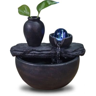Zen Arôme Schwarze Resin-Innenbrunnen mit LED - Wasserspiel Zen Arôme Schwarze Resin-Innenbrunnen mit LED - Wasserspiel