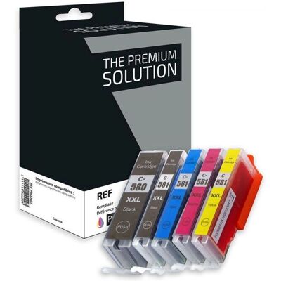 The Premium Solution Cartouche d'encre B8C580XXL/581XXLB/CL - Pack de 5 - Haute capacité - Noir, Cyan, Magenta, Jaune - Publicité The Premium Solution Cartouche d'encre B8C580XXL/581XXLB/CL - Pack de 5 - Haute capacité - Noir, Cyan, Magenta, Jaune - Publicité