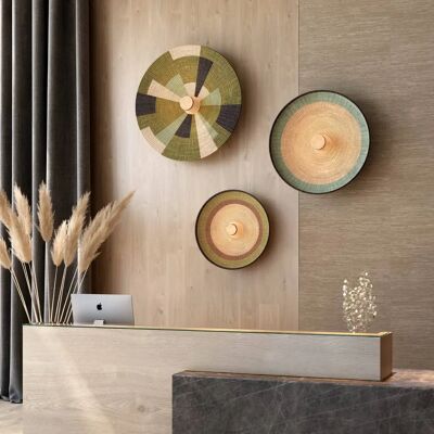 Applique Murale Bleue Forestier en Abaca et Rotin Applique Murale Bleue Forestier en Abaca et Rotin