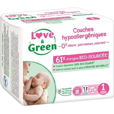 Couches hypoallergéniques Love & Green - Cellulose FSC - Matériaux Naturels - Publicité Couches hypoallergéniques Love & Green - Cellulose FSC - Matériaux Naturels - Publicité
