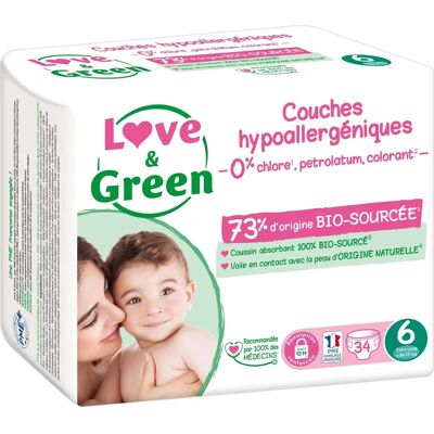 Love & Green Hypoallergén Pelenkák Méret 6 Csomag 34 Love & Green Hypoallergén Pelenkák Méret 6 Csomag 34