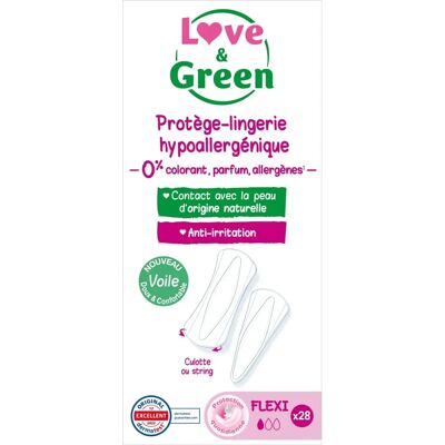 Protège-linges hypoallergénique écologique Love & Green - 28 unités - Publicité Protège-linges hypoallergénique écologique Love & Green - 28 unités - Publicité
