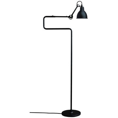 Lampada da terra nera Bernard Gras - Luce da lettura industriale regolabile Lampada da terra nera Bernard Gras - Luce da lettura industriale regolabile