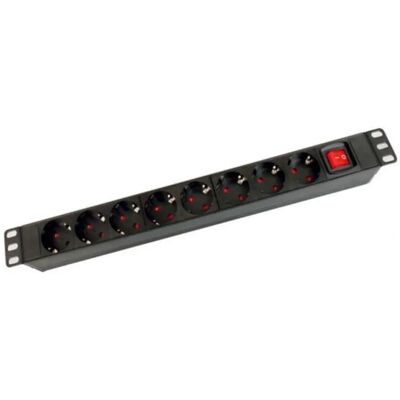 Kimex 8-Stecker-Leiste für 19" Rack - Stahl, 1U Kimex 8-Stecker-Leiste für 19" Rack - Stahl, 1U