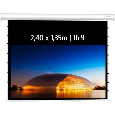 Écran de projection motorisé tensionné - 2,40x1,35m - Wi-Fi - Blanc - Publicité Écran de projection motorisé tensionné - 2,40x1,35m - Wi-Fi - Blanc - Publicité