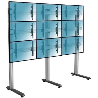 Support KIMEX pour 9 TV - Hauteur réglable, VESA 600x400, Gris - Publicité Support KIMEX pour 9 TV - Hauteur réglable, VESA 600x400, Gris - Publicité
