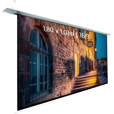 Écran de projection électrique encastré KIMEX - 1,80x1,01m - WiFi - 16/9 - Publicité Écran de projection électrique encastré KIMEX - 1,80x1,01m - WiFi - 16/9 - Publicité