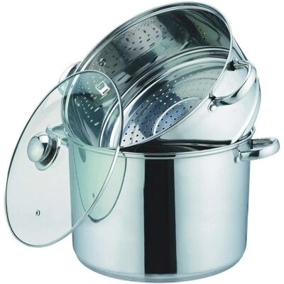 Kamberg 0008072 - Cuisinière vapeur 3-en-1 en acier inoxydable - 26cm, 10L Kamberg 0008072 - Cuisinière vapeur 3-en-1 en acier inoxydable - 26cm, 10L