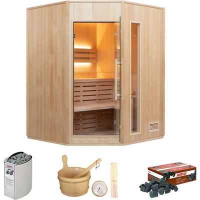 Sauna vapeur Zen en coin - 3/4 personnes - 150x150x200cm - Publicité Sauna vapeur Zen en coin - 3/4 personnes - 150x150x200cm - Publicité