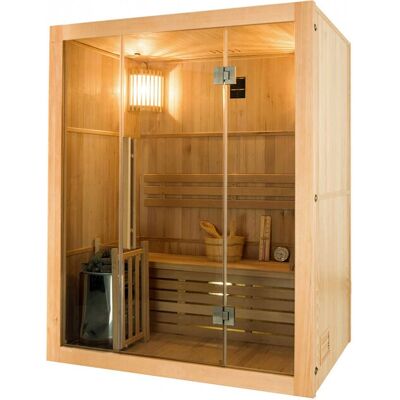 France Sauna Sense 4 - Sauna finlandaise traditionnelle avec façade en verre - Publicité France Sauna Sense 4 - Sauna finlandaise traditionnelle avec façade en verre - Publicité