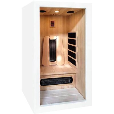France Sauna - Sauna infrarouge Saulo - Cabine en bois compacte - 1 personne - Publicité France Sauna - Sauna infrarouge Saulo - Cabine en bois compacte - 1 personne - Publicité