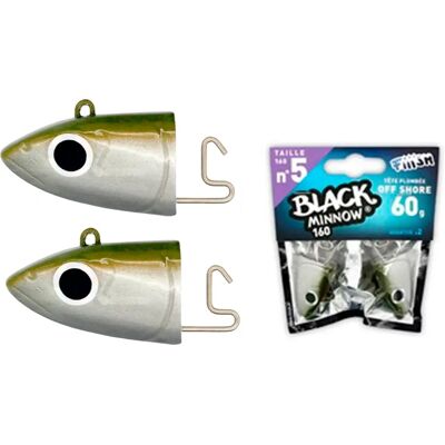 Tête Plombée Offshore Fiiish Black Minnow N° 5 - Appât de Pêche - Publicité Tête Plombée Offshore Fiiish Black Minnow N° 5 - Appât de Pêche - Publicité