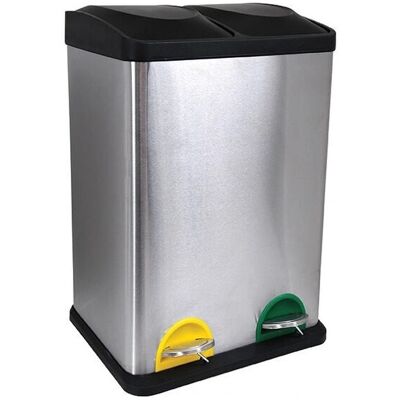 MSV 3700703905615 Stainless Steel Trash Can - 40 L Dual Compartments MSV 3700703905615 Stainless Steel Trash Can - 40 L Dual Compartments