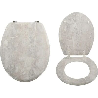 Couvercle de WC MSV - MDF durable, Charnières en acier inoxydable - Gris - Siège de toilette - Publicité Couvercle de WC MSV - MDF durable, Charnières en acier inoxydable - Gris - Siège de toilette - Publicité