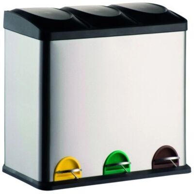 MSV - Poubelle de recyclage en acier inoxydable 60L avec 3 compartiments MSV - Poubelle de recyclage en acier inoxydable 60L avec 3 compartiments