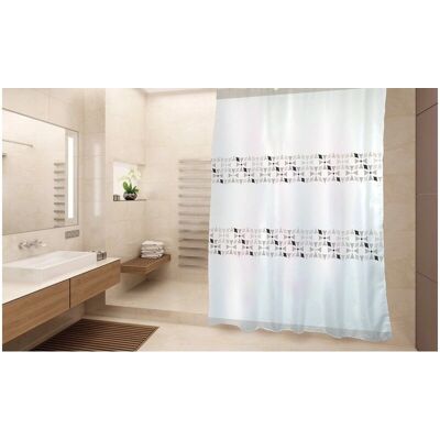 MSV 3700703916031 Rideau de douche - Porto Premium Beige & Blanc - Publicité MSV 3700703916031 Rideau de douche - Porto Premium Beige & Blanc - Publicité
