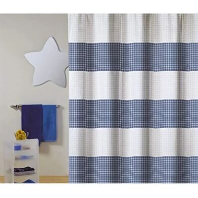 Rideau de douche MSV Premium Quadro Bleu - 180x200cm - Publicité Rideau de douche MSV Premium Quadro Bleu - 180x200cm - Publicité