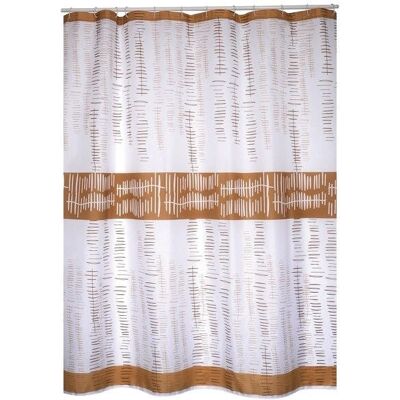 Rideau de Douche MSV 143171 - Marron & Blanc - Polyester - 180x200cm - Publicité Rideau de Douche MSV 143171 - Marron & Blanc - Polyester - 180x200cm - Publicité