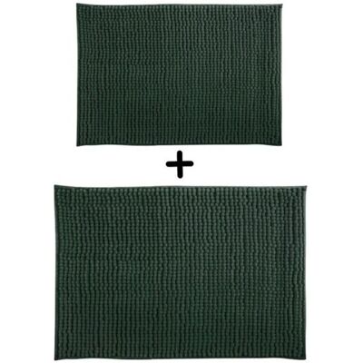 MSV - Chenille 40x60/60x90 - Verde oscuro - Juego de alfombras de baño MSV - Chenille 40x60/60x90 - Verde oscuro - Juego de alfombras de baño