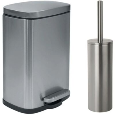 Spirella - Set Secchio Pedale e Scopino in Acciaio Inox - 5L Spirella - Set Secchio Pedale e Scopino in Acciaio Inox - 5L
