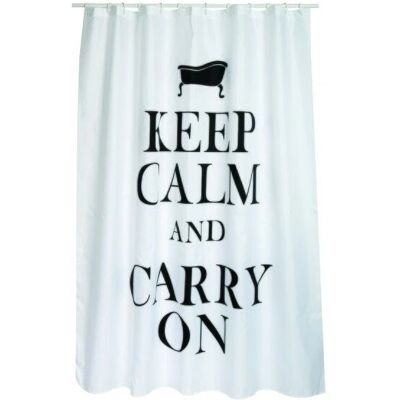 Rideau de douche MSV PREMIUM KEEP CALM - 180x200cm - Noir et Blanc - Publicité Rideau de douche MSV PREMIUM KEEP CALM - 180x200cm - Noir et Blanc - Publicité