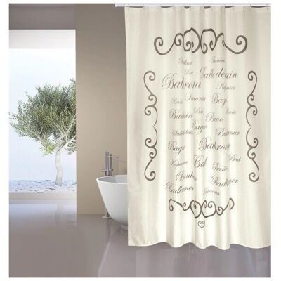 Rideau de douche MSV Premium Paris Creme - 180x200cm - Publicité Rideau de douche MSV Premium Paris Creme - 180x200cm - Publicité