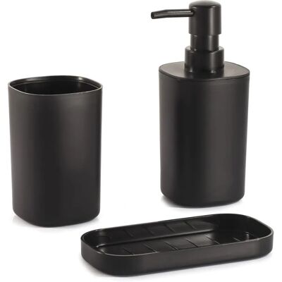 MSV LONA Badezimmerzubehör-Set - Schwarz MSV LONA Badezimmerzubehör-Set - Schwarz