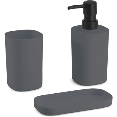 MSV LONA Badezimmer Zubehör-Set - Dunkelgrau MSV LONA Badezimmer Zubehör-Set - Dunkelgrau