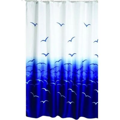 MSV 141675 Douchegordijn - Blauw, Wit - Badkamergordijn MSV 141675 Douchegordijn - Blauw, Wit - Badkamergordijn
