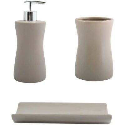 Ensemble d'accessoires de salle de bain en céramique MSV - Taupe Ensemble d'accessoires de salle de bain en céramique MSV - Taupe