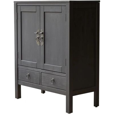 Aparador Negro de Pino de Tikamoon - Estilo Neoétnico - 80cm Aparador Negro de Pino de Tikamoon - Estilo Neoétnico - 80cm