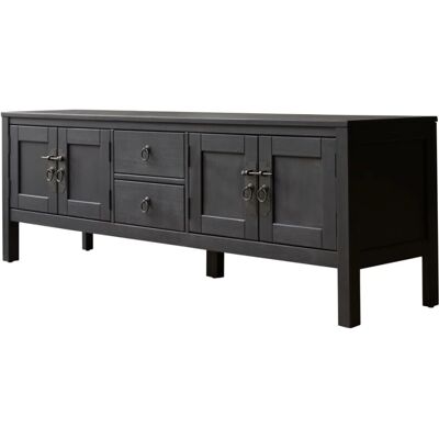 Mueble de TV Thaki en pino negro de 170cm - Tikamoon Mueble de TV Thaki en pino negro de 170cm - Tikamoon