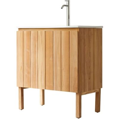 Tikamoon Mueble de baño en teca y cerámica - 80cm Tikamoon Mueble de baño en teca y cerámica - 80cm