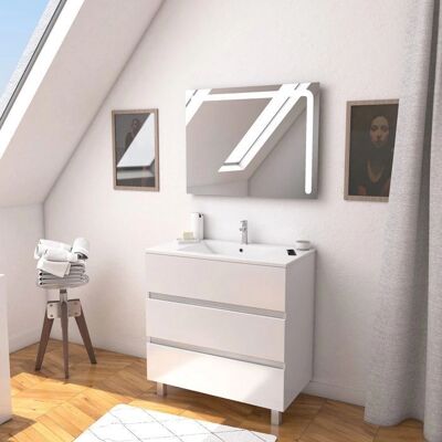 AURLANE - Gabinete de baño con lavabo - Blanco - 80 cm AURLANE - Gabinete de baño con lavabo - Blanco - 80 cm