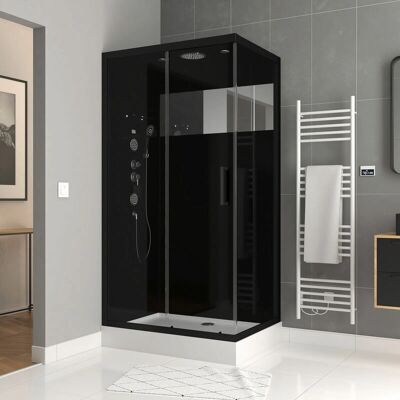 AURLANE Cabine de Douche Rectangulaire - Miroir, 110x80x215cm - Publicité AURLANE Cabine de Douche Rectangulaire - Miroir, 110x80x215cm - Publicité
