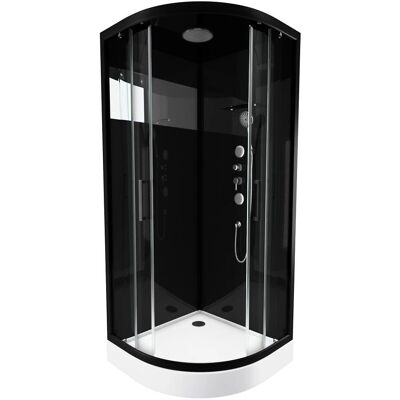 AURLANE Espejo Negro II - Cabina de Ducha Redonda 1/4 de Círculo 90x90x215cm AURLANE Espejo Negro II - Cabina de Ducha Redonda 1/4 de Círculo 90x90x215cm