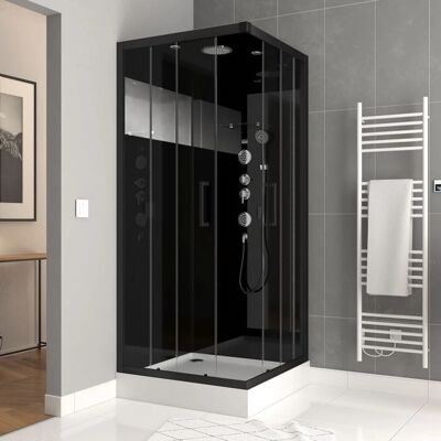 Cabine de Douche Carrée AURLANE - 90x90x215cm - Cadre noir - Publicité Cabine de Douche Carrée AURLANE - 90x90x215cm - Cadre noir - Publicité