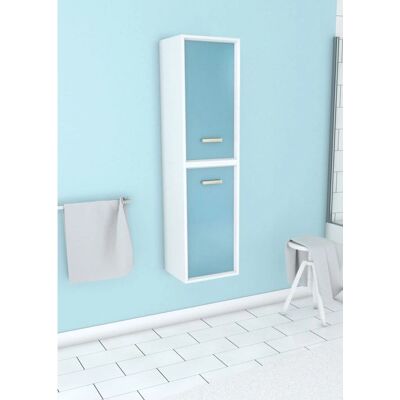 Columna de baño suspendida Aurlane - Blanco, azul, MDF Columna de baño suspendida Aurlane - Blanco, azul, MDF