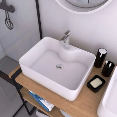 Lavabo rettangolare in ceramica MARWELL FJORD - 40x37cm Lavabo rettangolare in ceramica MARWELL FJORD - 40x37cm