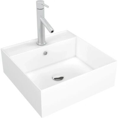 Aurlane Weißes Keramik-Quadrat-Waschtisch - 41x41x15cm - Squary Aurlane Weißes Keramik-Quadrat-Waschtisch - 41x41x15cm - Squary