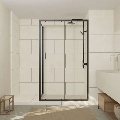 Aurlane - Parete de douche cadre noir moderne - 140x200 cm - Publicité Aurlane - Parete de douche cadre noir moderne - 140x200 cm - Publicité