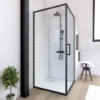 Aurlane Modèle - Paroi de Douche - 90x200cm - Noir Mat - Verre 6mm - Publicité Aurlane Modèle - Paroi de Douche - 90x200cm - Noir Mat - Verre 6mm - Publicité