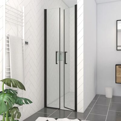 Aurlane FAC221 paroi de douche noire - Portes doubles pivotantes - 70x200cm - Publicité Aurlane FAC221 paroi de douche noire - Portes doubles pivotantes - 70x200cm - Publicité