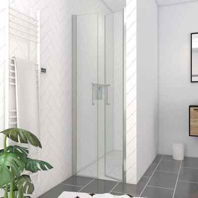 Paroi de Douche Double Pivotante Aurlane 70x200cm - Chrome - Verre Trempé - Publicité Paroi de Douche Double Pivotante Aurlane 70x200cm - Chrome - Verre Trempé - Publicité