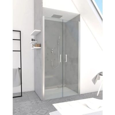 AURLANE Doppeltürige Dreh-Duschkabine - Chrom 6mm Glas - 90x200cm AURLANE Doppeltürige Dreh-Duschkabine - Chrom 6mm Glas - 90x200cm
